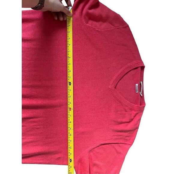 Peter Millar Coral Red V-neck Pullover size L Cotton Cashmere Blend - Picture 6 of 9